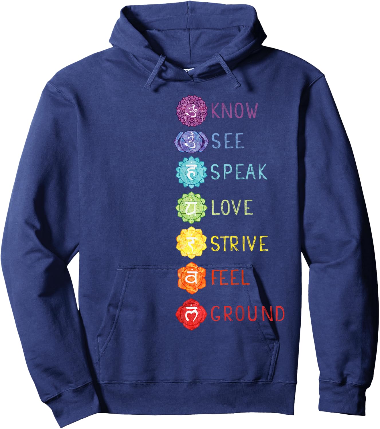 7 Seven Chakras Yoga T Shirt Hoodie - Hoodie | Navy