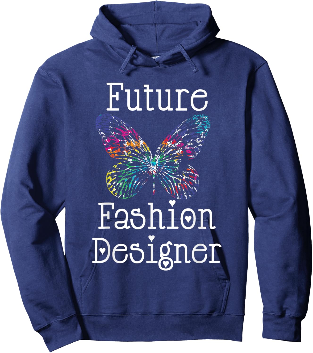 Future Fashion Designer Colorful Butterfly Art Girls Teens Hoodie - Hoodie | Navy