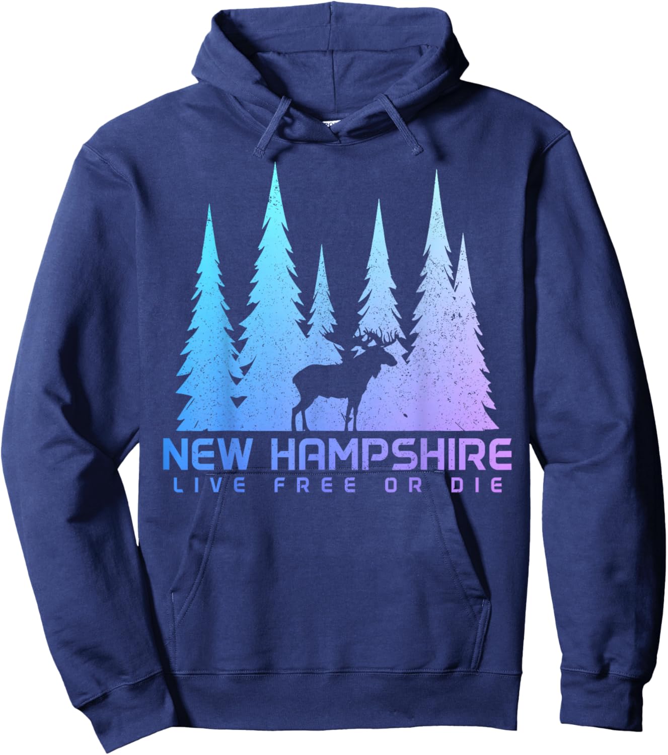 New Hampshire Live Free Or Die Moose Nature Lover Hoodie - Hoodie | Navy