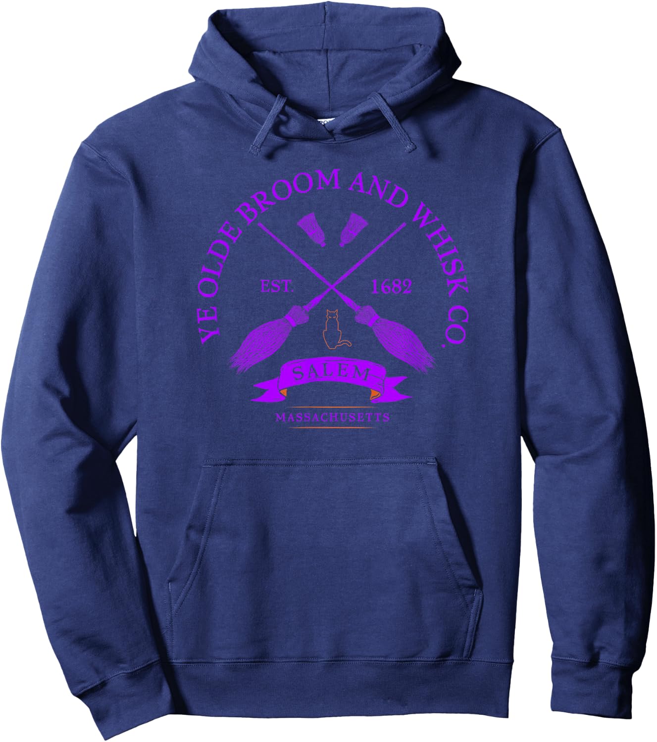 Ye Olde Broom Co - Salem Mass. Est. 1682 Halloween Hoodie - Hoodie | Navy