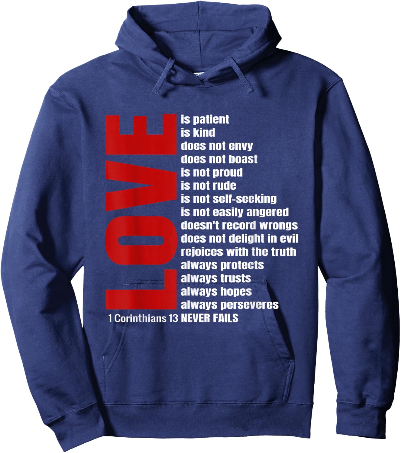 Love Is Patient 1 Corinthians 13 Bible Verse T Shirt Hoodie - Hoodie | Navy