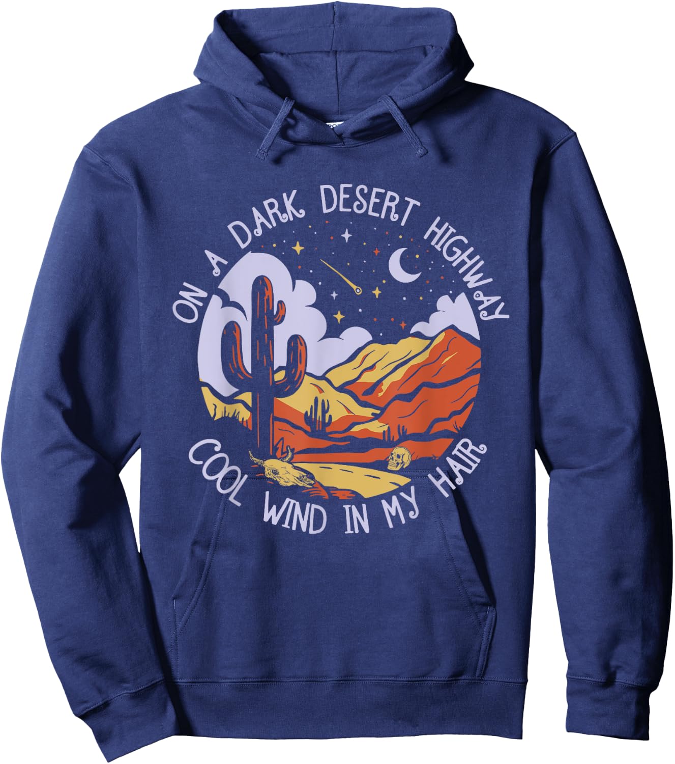 Vintage Western Deserts and Mountains - Cool Wind in My Hair Hoodie - Hoodie | Navy
