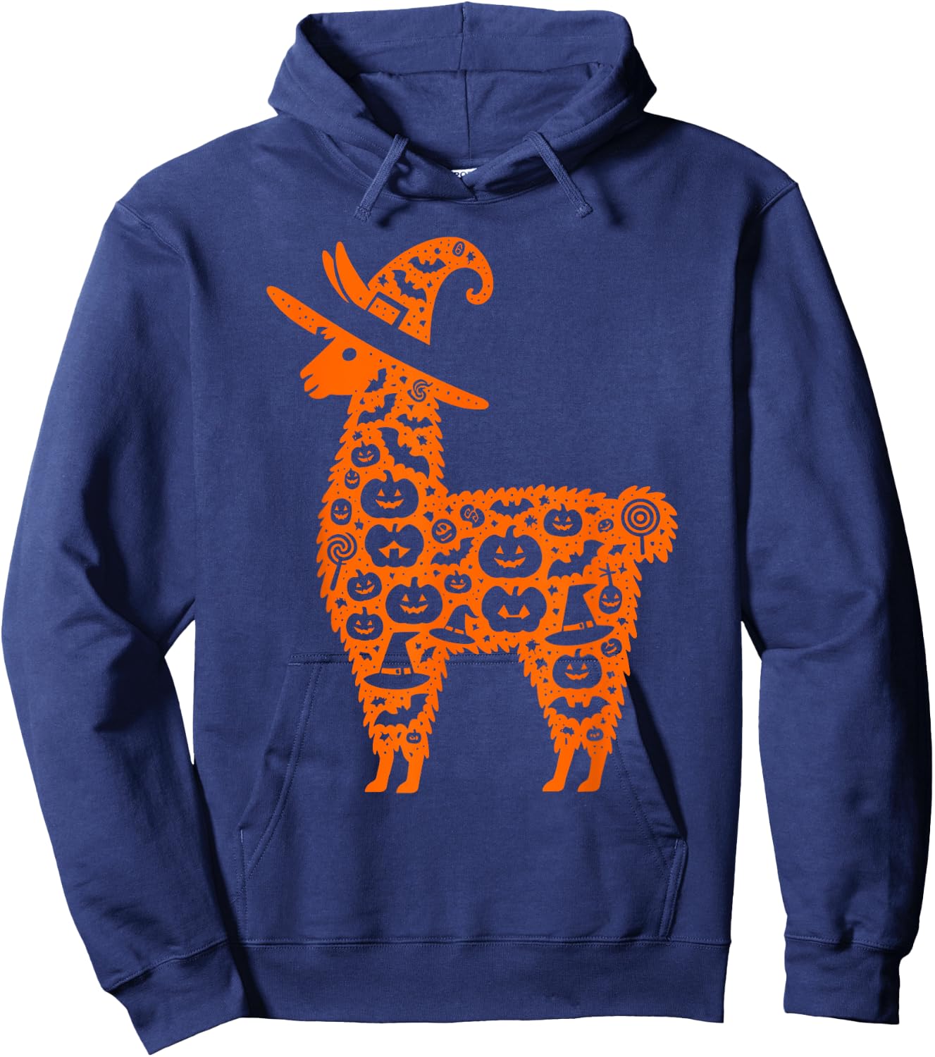 Funny Pumpkin Llama Candy Halloween Kids Hoodie - Hoodie | Navy