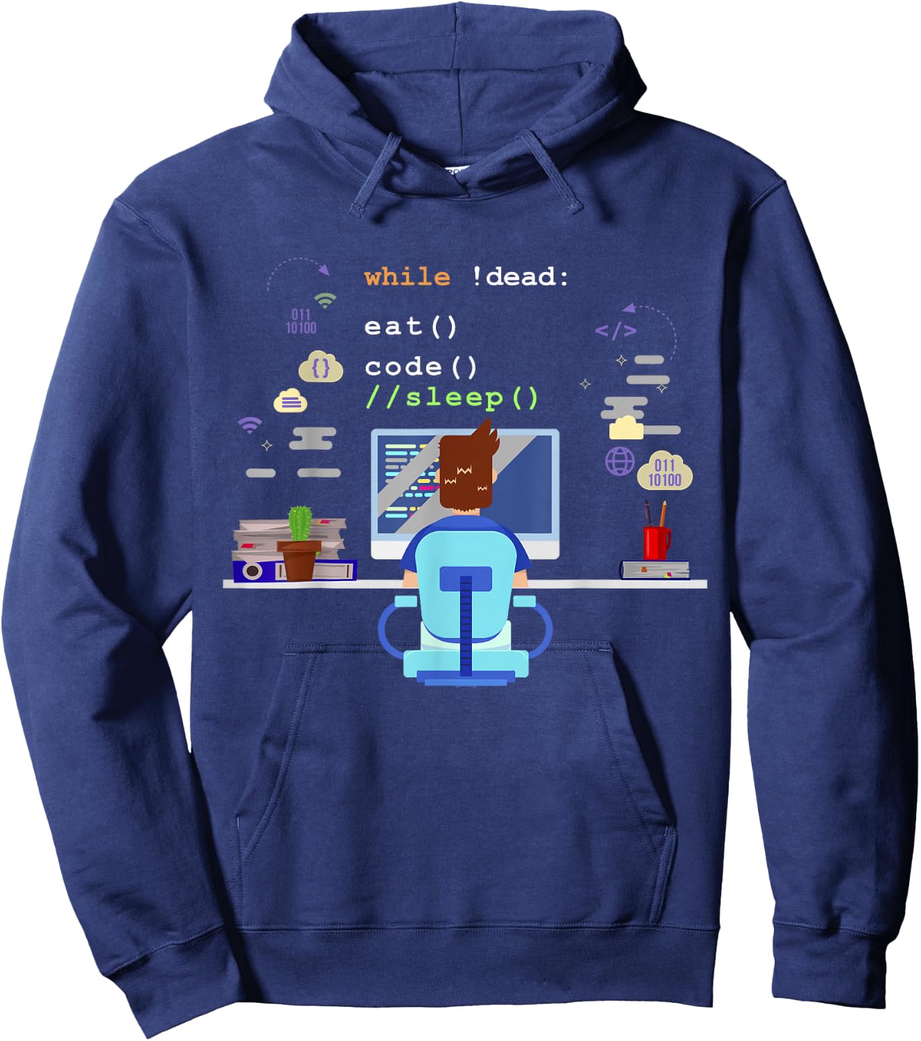 Eat Sleep Code Computer Science Programming Shirt Hoodie - Hoodie | Navy