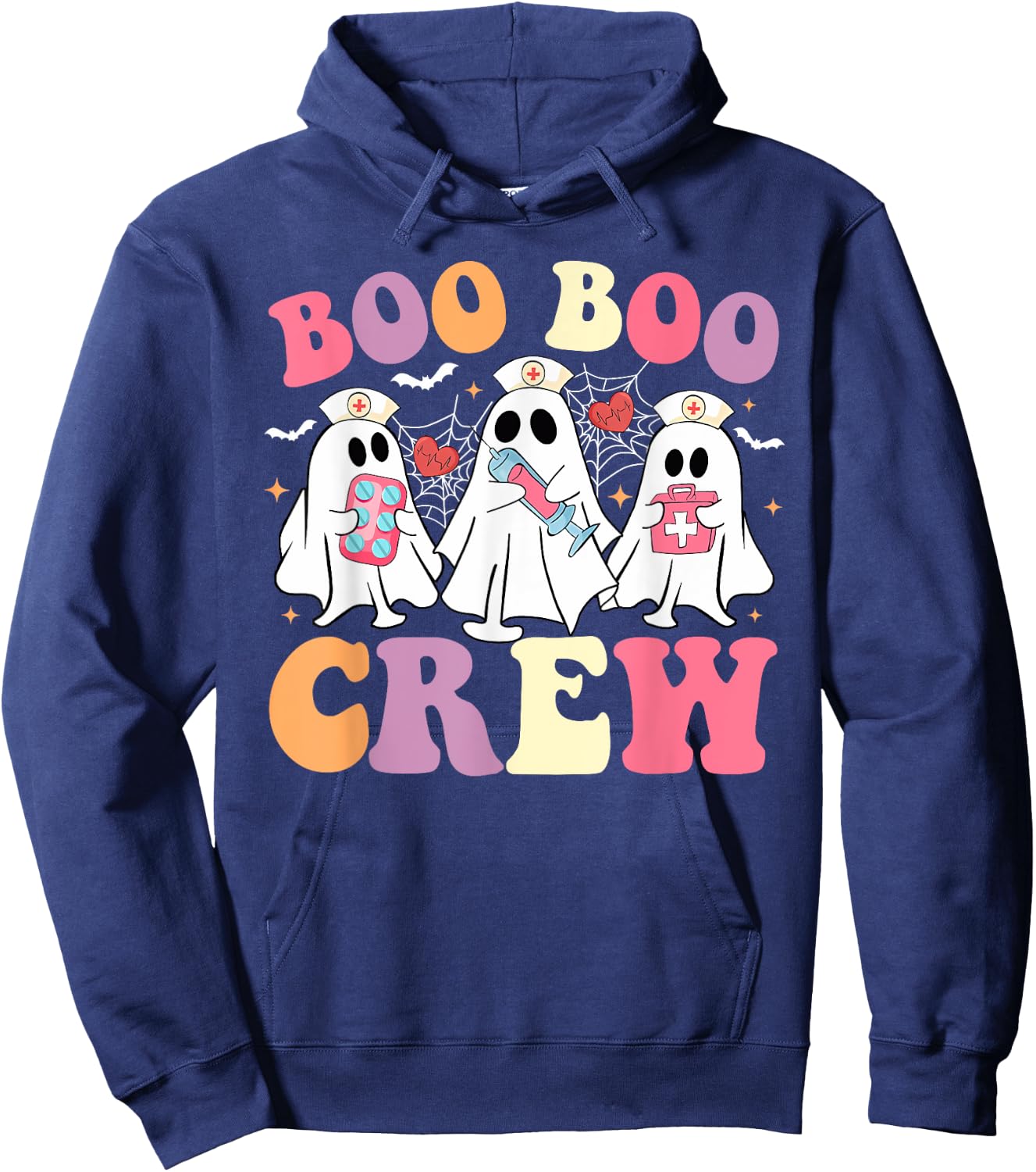Funny Boo Boo Crew Halloween Costume Nurse Spooky Ghost Hoodie - Hoodie | Navy