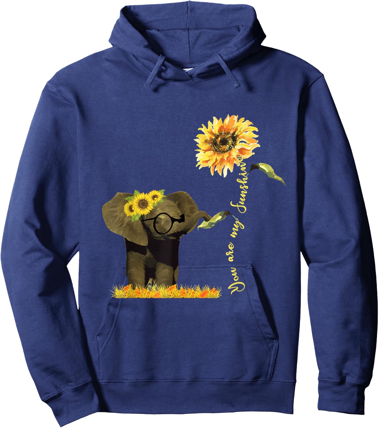 Motivational You Are Sunshine Elephant Sunflower Women Men Hoodie - Hoodie | Navy