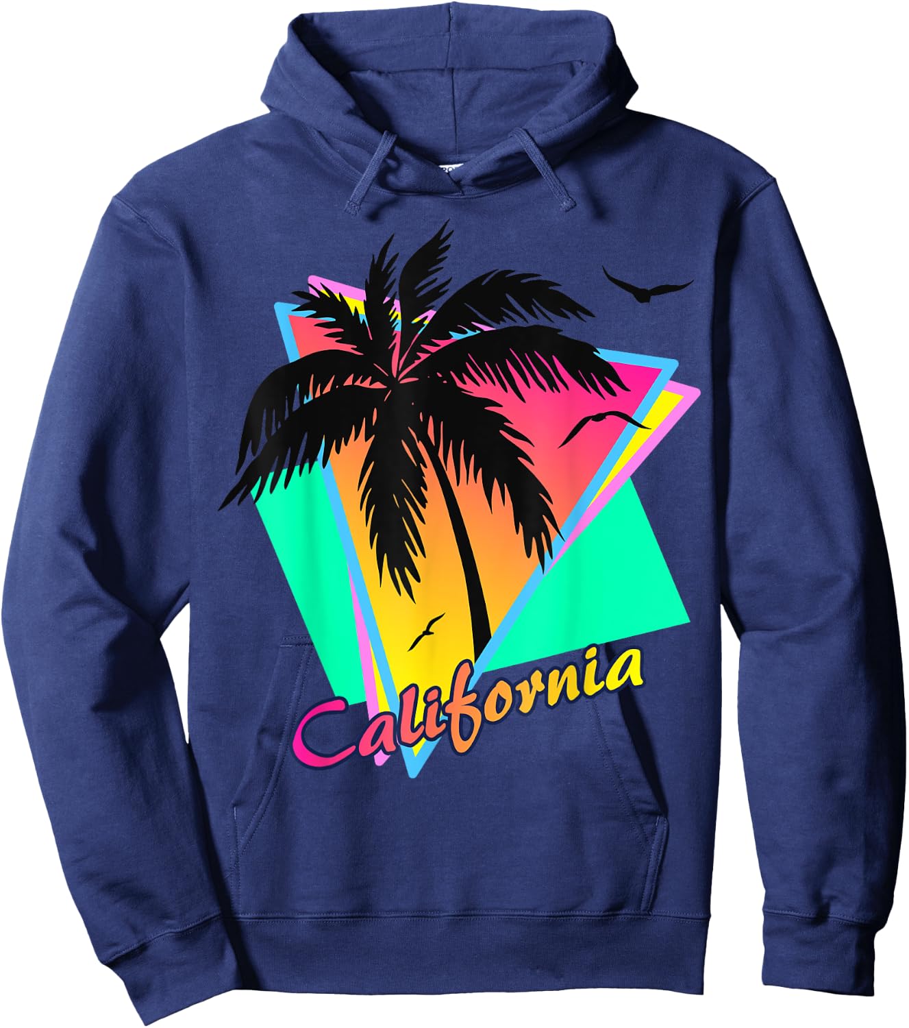 California 80s Summer Palm Trees 80s Beach Sunset Men Women Girls Kids Hoodie - Hoodie | Navy