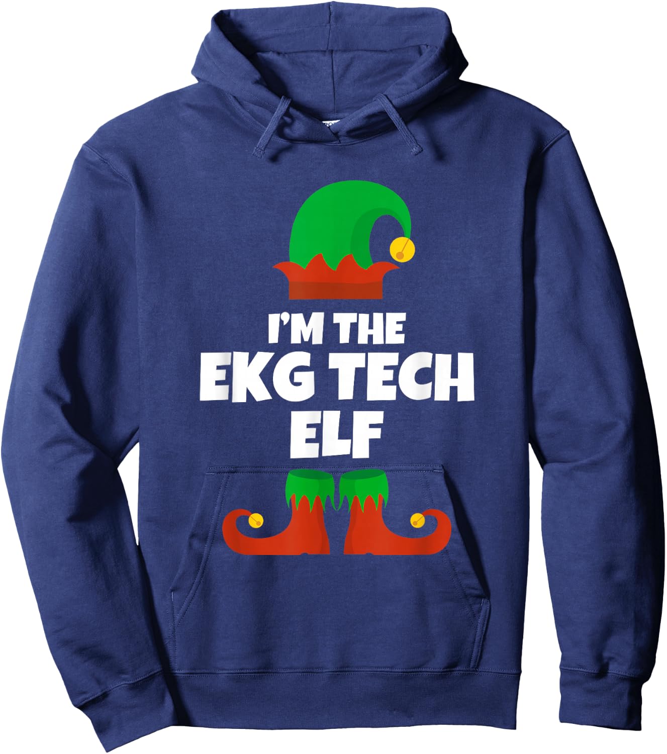 I'm Ekg Tech Elf Family Pajama Christmas Electrocardiograph Hoodie - Hoodie | Navy