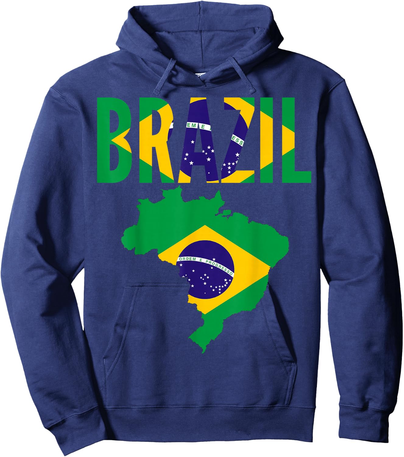 Brazilian - Brazil Country Map Flag Hoodie - Hoodie | Navy