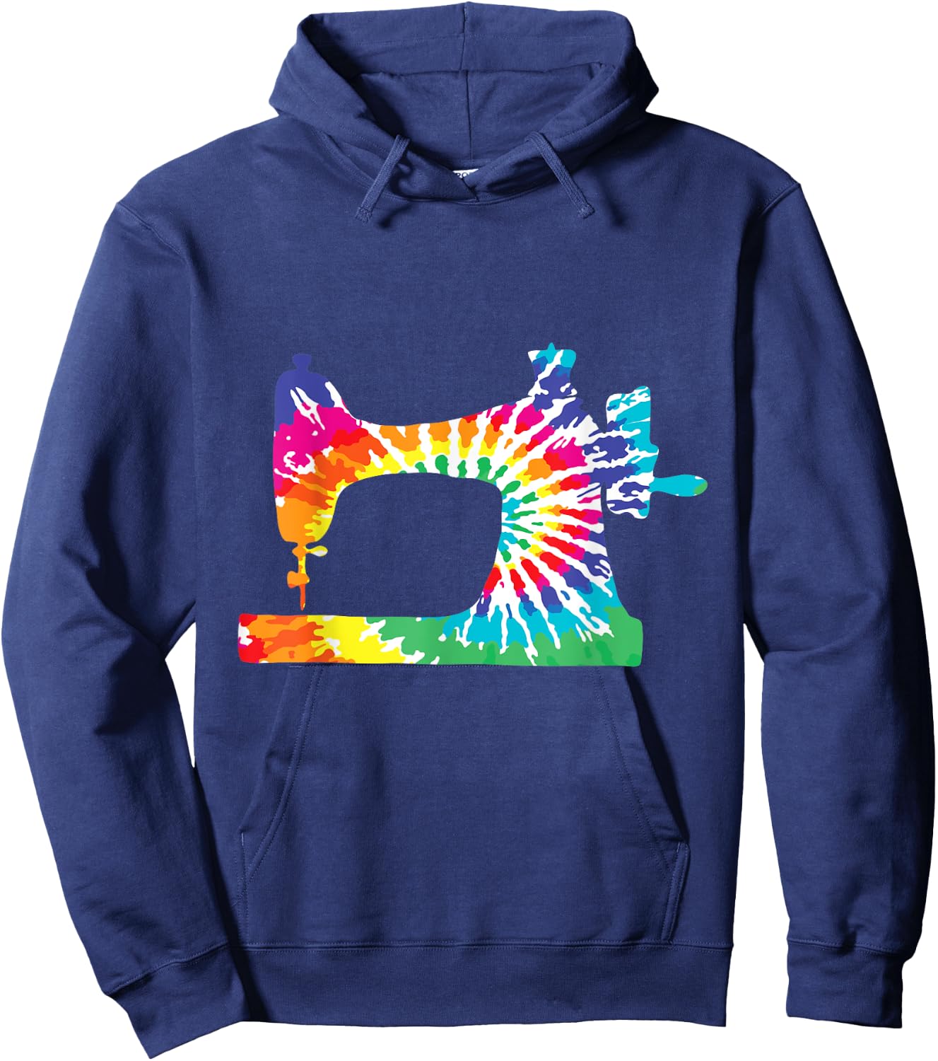 Retro Hippie Rainbow Sewing Machine Tie Dye Seamstress Hoodie - Hoodie | Navy