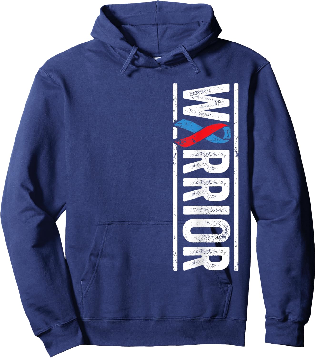 Pulmonary Fibrosis Warrior - PF Red Blue Awareness Ribbon Hoodie - Hoodie | Navy