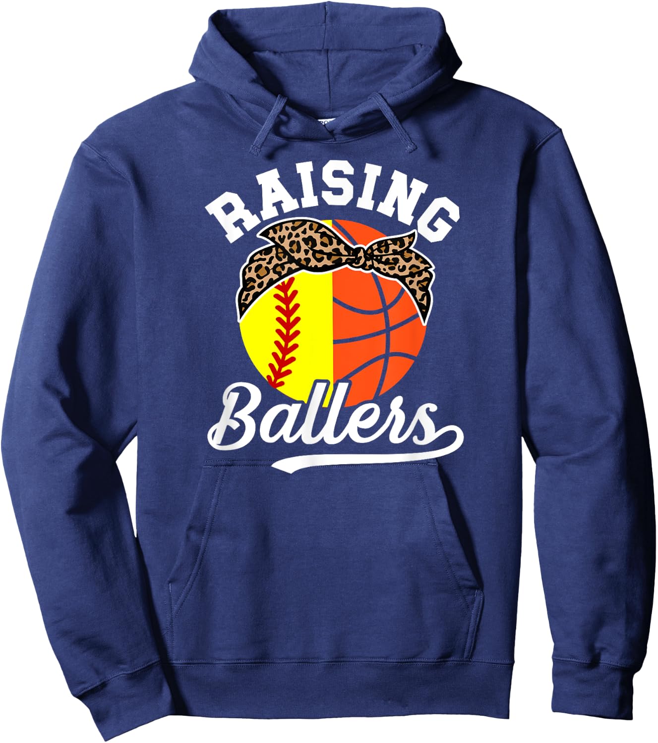 Raising Ballers Softball Basketball Mom Hoodie - Hoodie | Navy