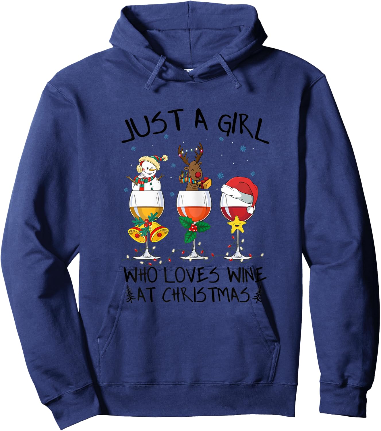 Just a girl who loves Wine at Christmas Costume Xmas gifts Hoodie - Hoodie | Navy