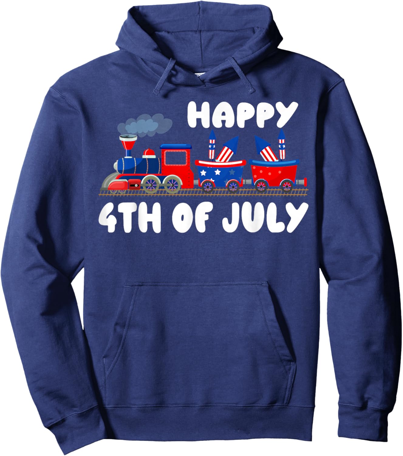 Happy 4th Of July Train US Flag Independence Day 4th Of July Hoodie - Hoodie | Navy