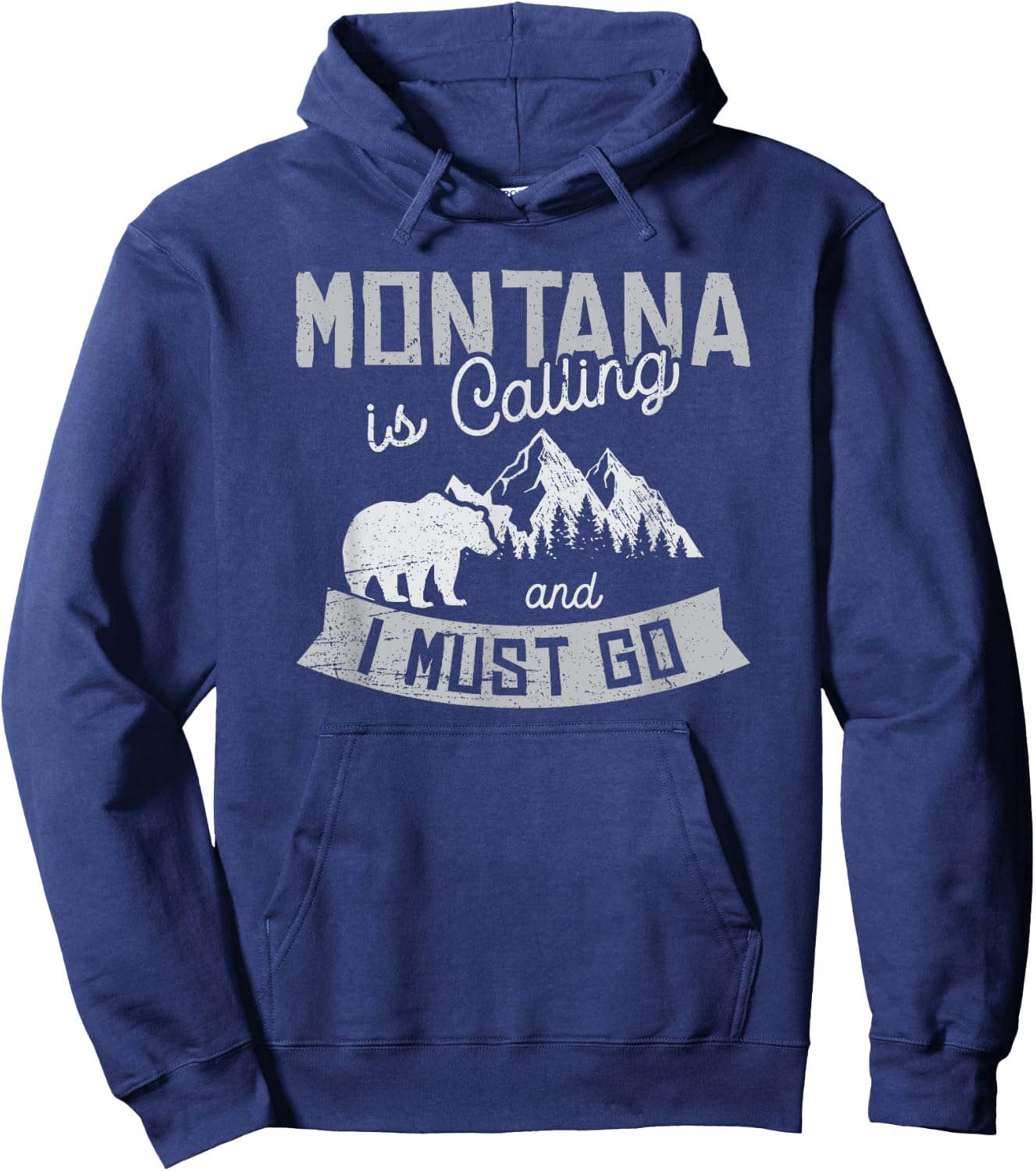 Montana Is Calling Big Sky Grizzly Wilderness Adventure Hoodie - Hoodie | Navy