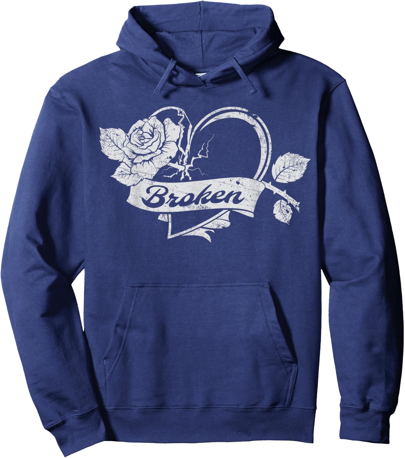 Broken Heart Emo Love Heart Break Up Hoodie - Hoodie | Navy