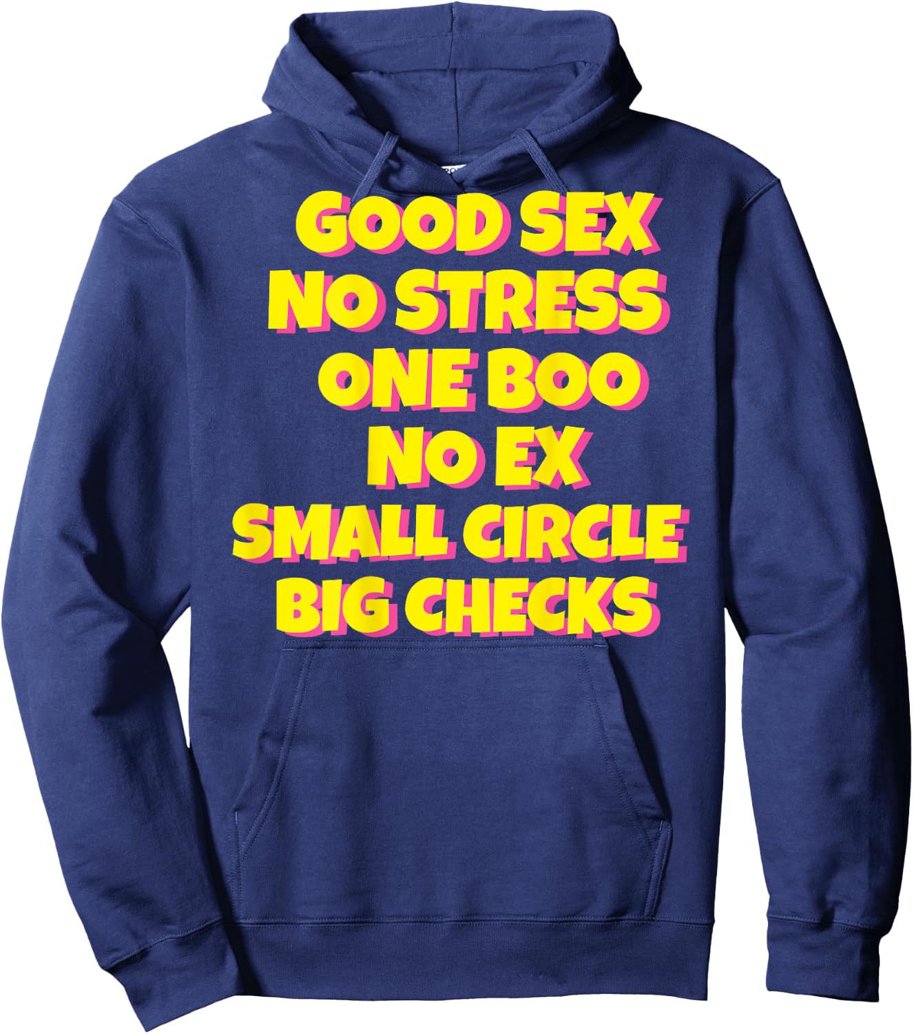 Good Sex No Stress One Boo Small Circle Big Checks I On Back Hoodie - Hoodie | Navy