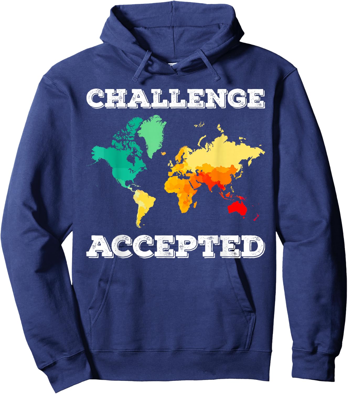 Challenge Accepted Map T Shirt | Travel World Traveler Shirt Hoodie - Hoodie | Navy