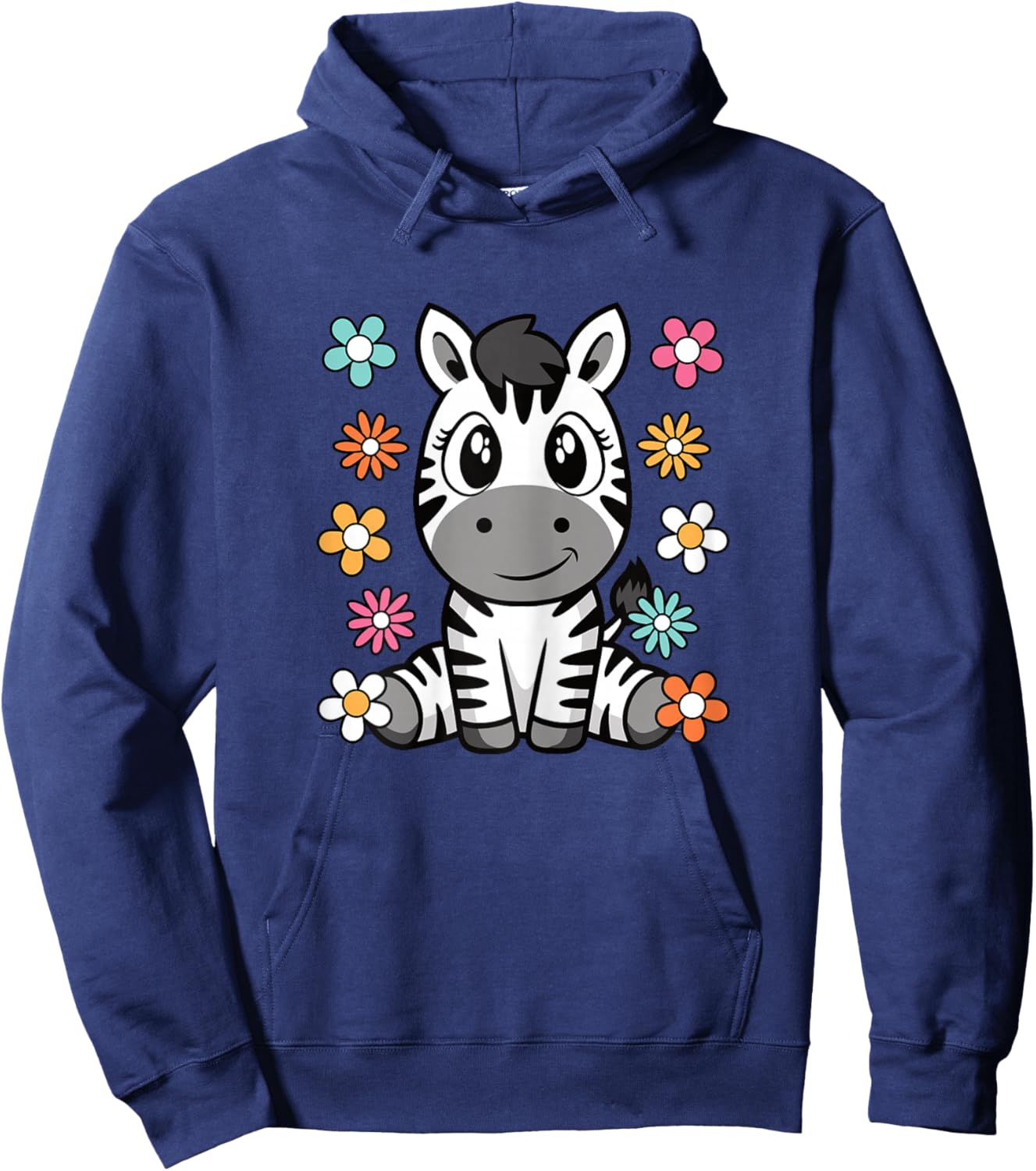 Cute Zebra Lover Groovy Kawaii Animal Women Girls Kids Hoodie - Hoodie | Navy