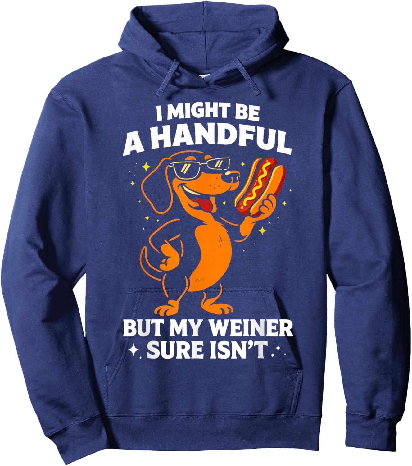 I Might Be A Handful But My Wiener Sure Isn't Funny Dog Hoodie - Hoodie | Navy
