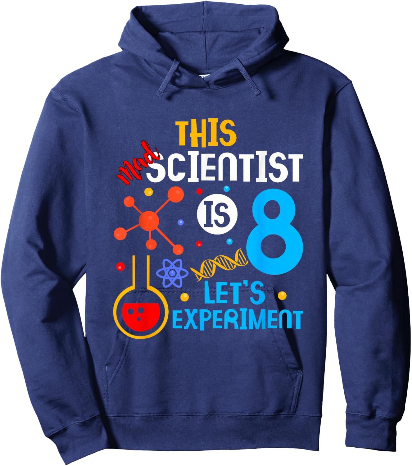 8th Birthday This Crazy Scientist is 8 Lass Hoodie - Hoodie | Navy