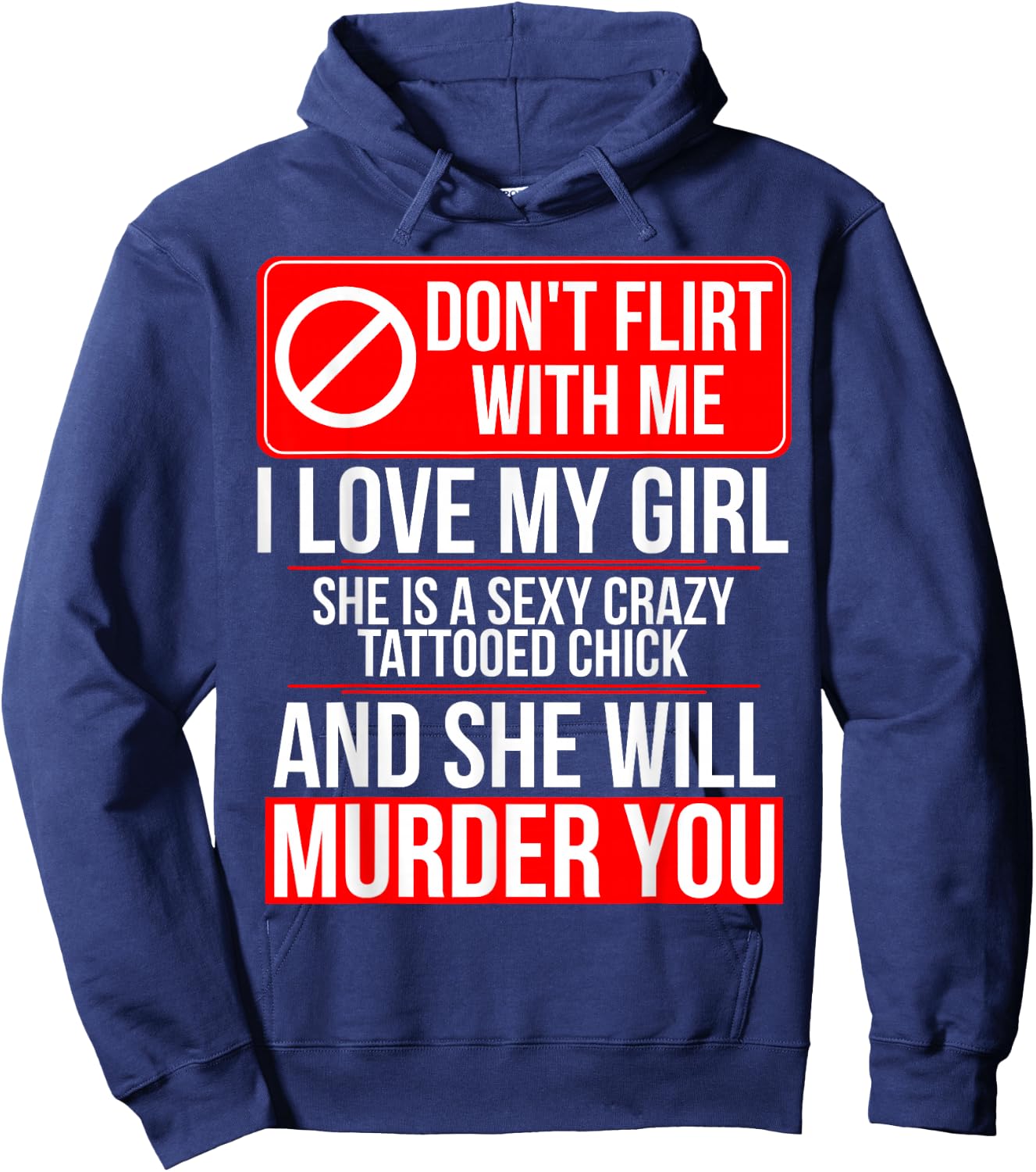 Crazy Tattooed Girlfriend/Wife - Boyfriend Hoodie - Hoodie | Navy