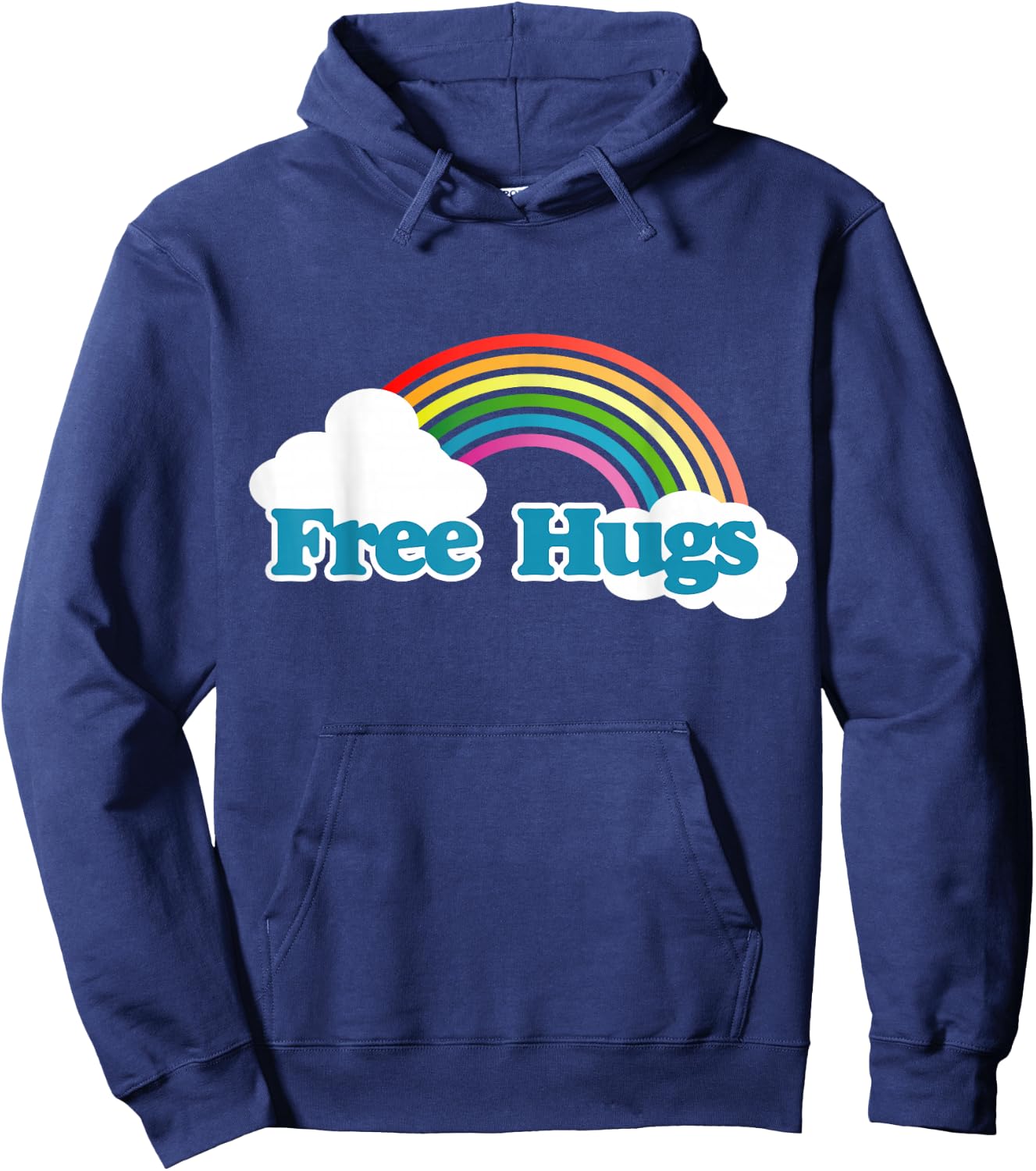 Free hugs shirt retro 80s rainbow I'm a hugger Hoodie - Hoodie | Navy