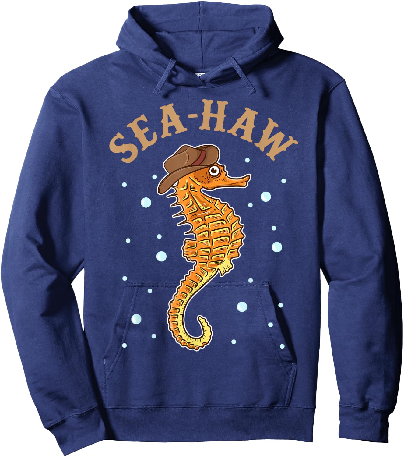 Cute & Funny Sea-Haw Hilarious Seahorse Pun Seahaw Hoodie - Hoodie | Navy