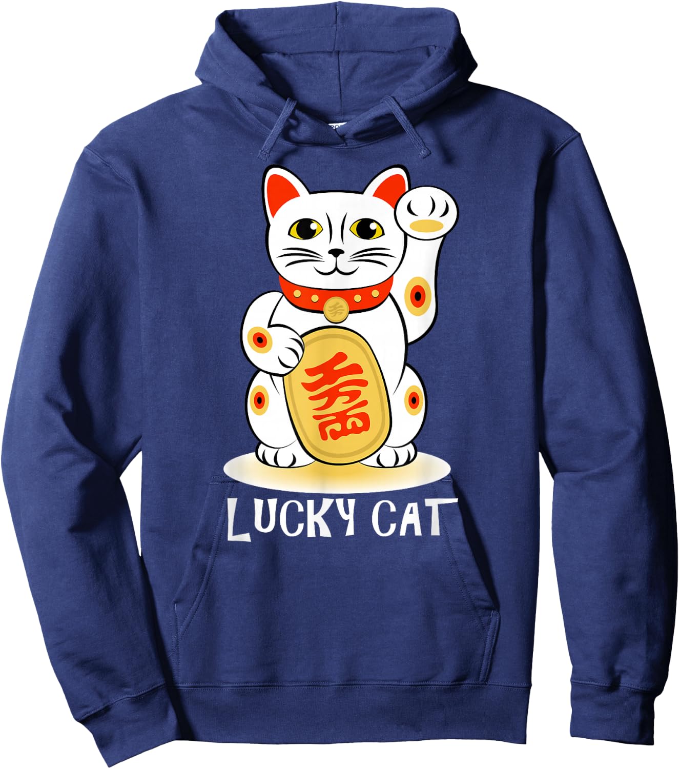 Lucky Cat t shirt; Maneki Neko t shirt; Cat t shirt; Hoodie - Hoodie | Navy