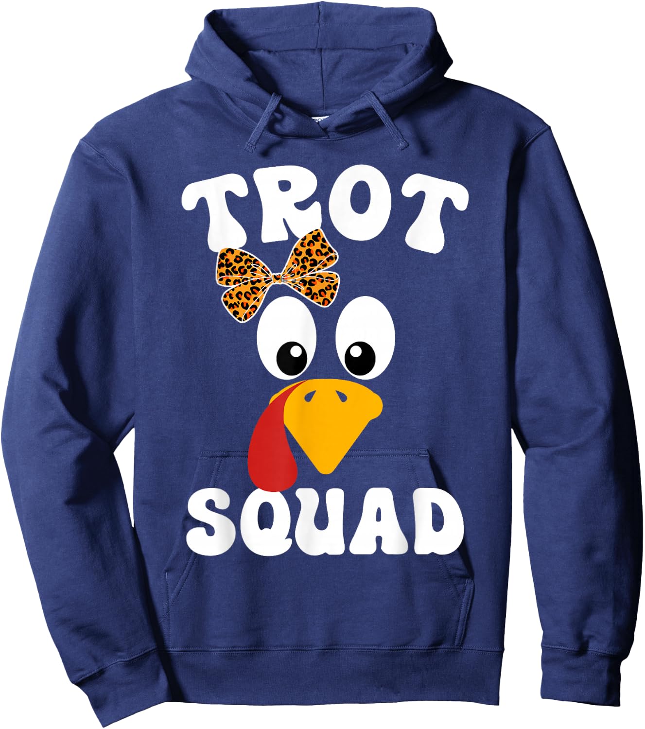 Thanksgiving Leopard Coquette Bow Running Turkey Trot Squad Hoodie - Hoodie | Navy