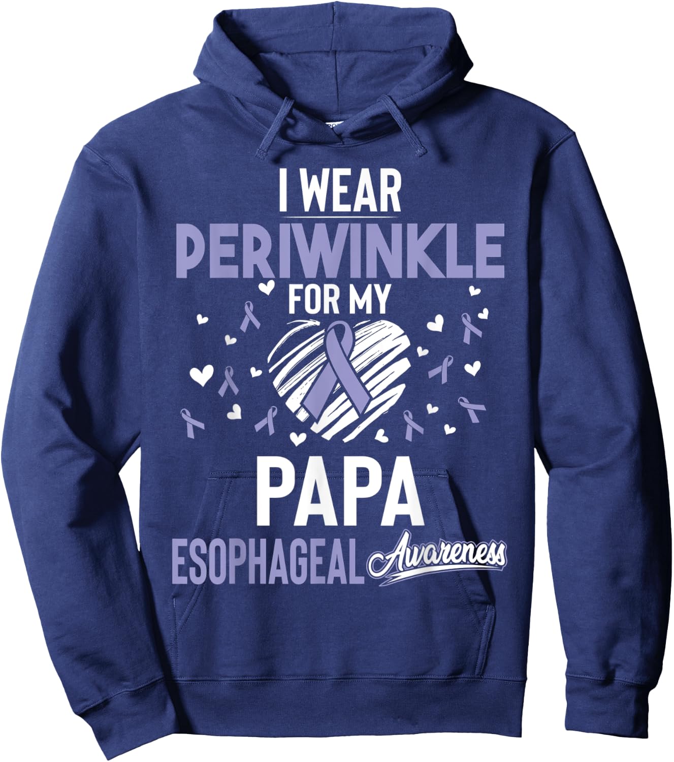 I Wear Periwinkle For My Papa Esophageal Cancer Shirt Hoodie - Hoodie | Navy