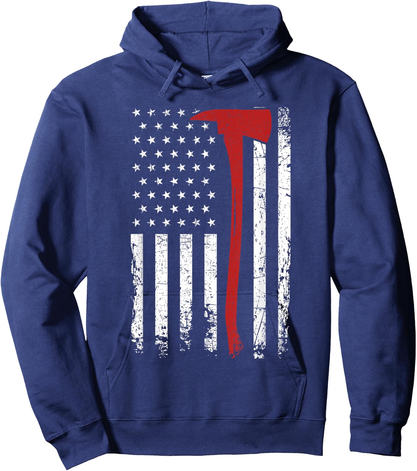 Wildland Firefighter Axe American Flag Thin Red Line Fireman Hoodie - Hoodie | Navy