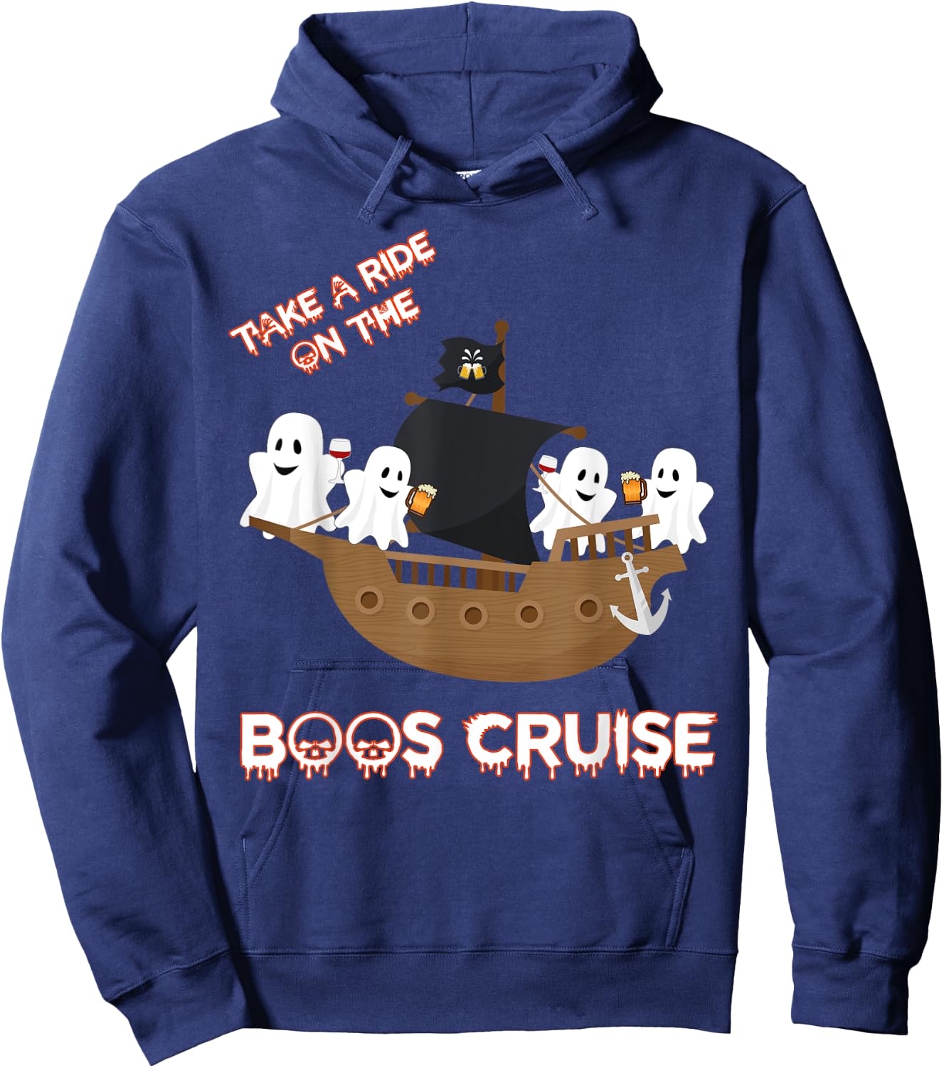 Halloween Party Wine Beer drinking Boos Cruise Shirt Hoodie - Hoodie | Navy