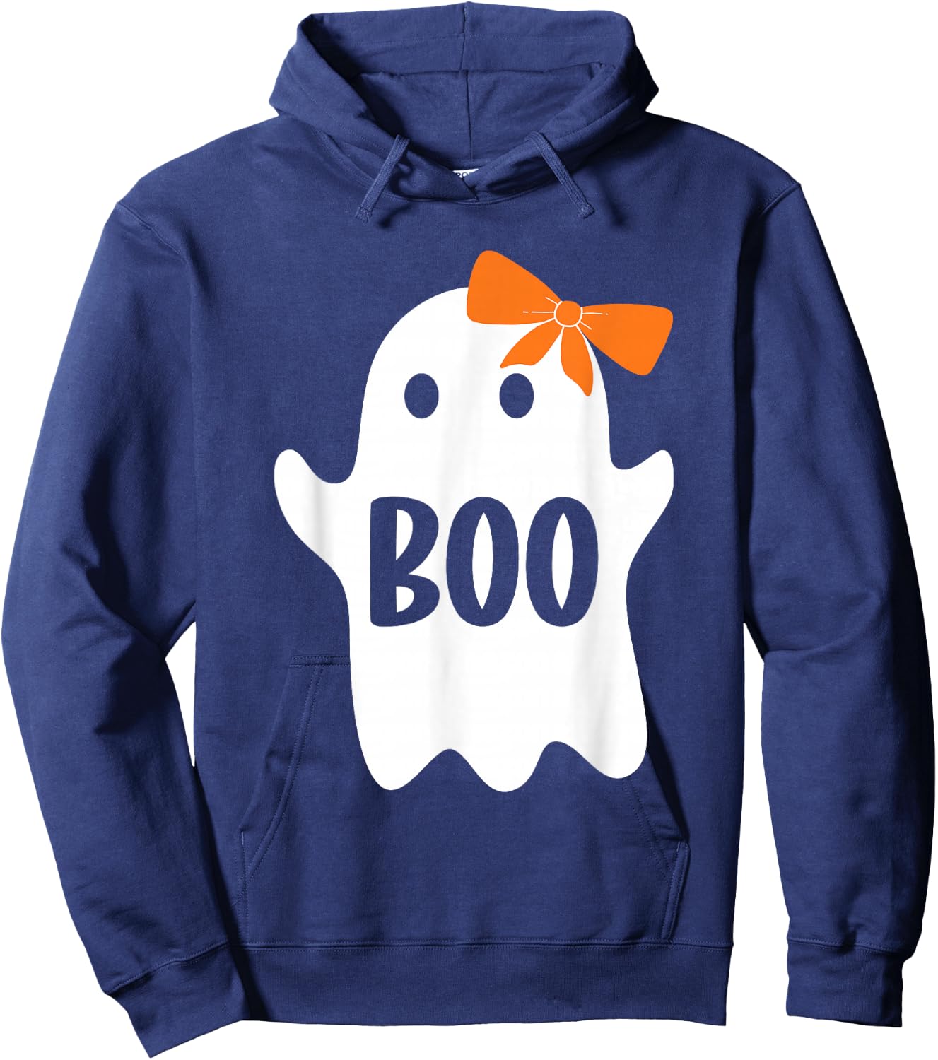 Cute Ghost with Bow, Boo Halloween Monster Kids Adults Hoodie - Hoodie | Navy