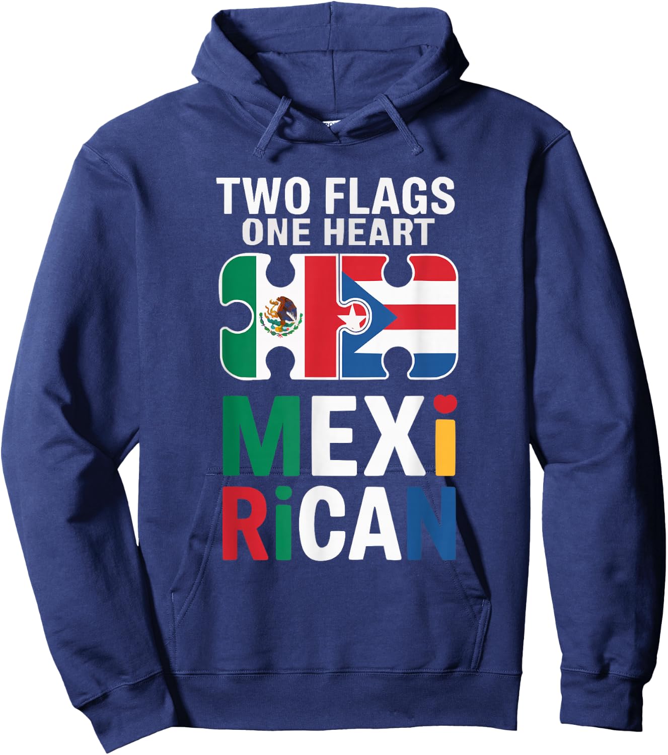 Half Mexican Half Puerto Rican Puerto Rico Flag Mexico Hoodie - Hoodie | Navy