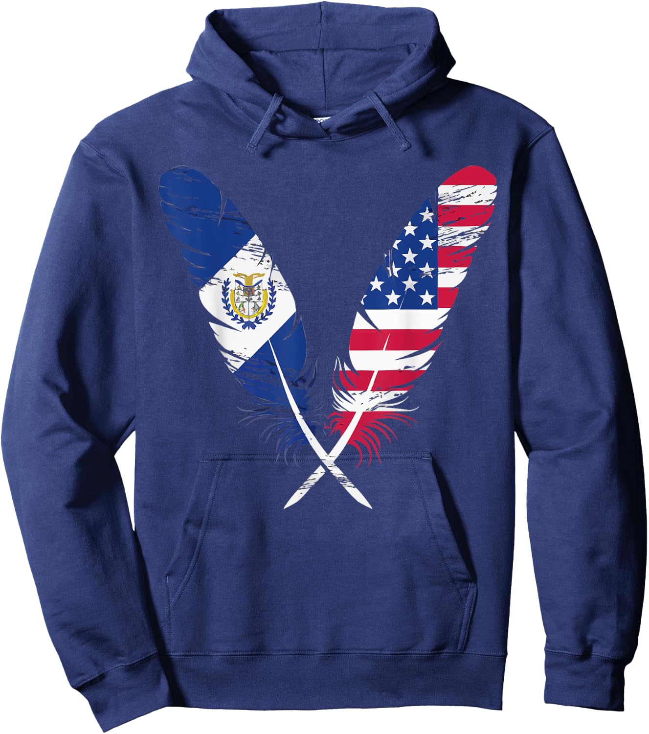 Half American Half Salvadorian USA Flag El Salvador America Hoodie - Hoodie | Navy
