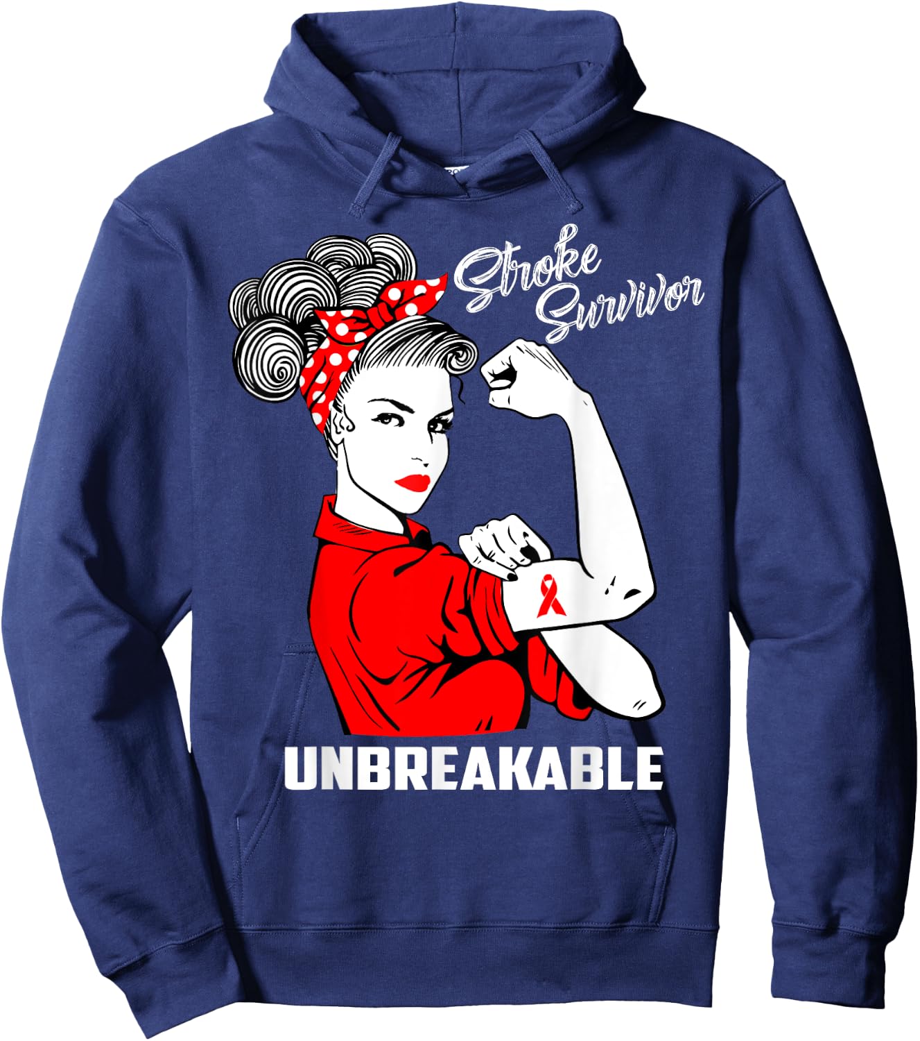 Stroke Survivor Unbreakable Stroke Awareness Gift Hoodie - Hoodie | Navy