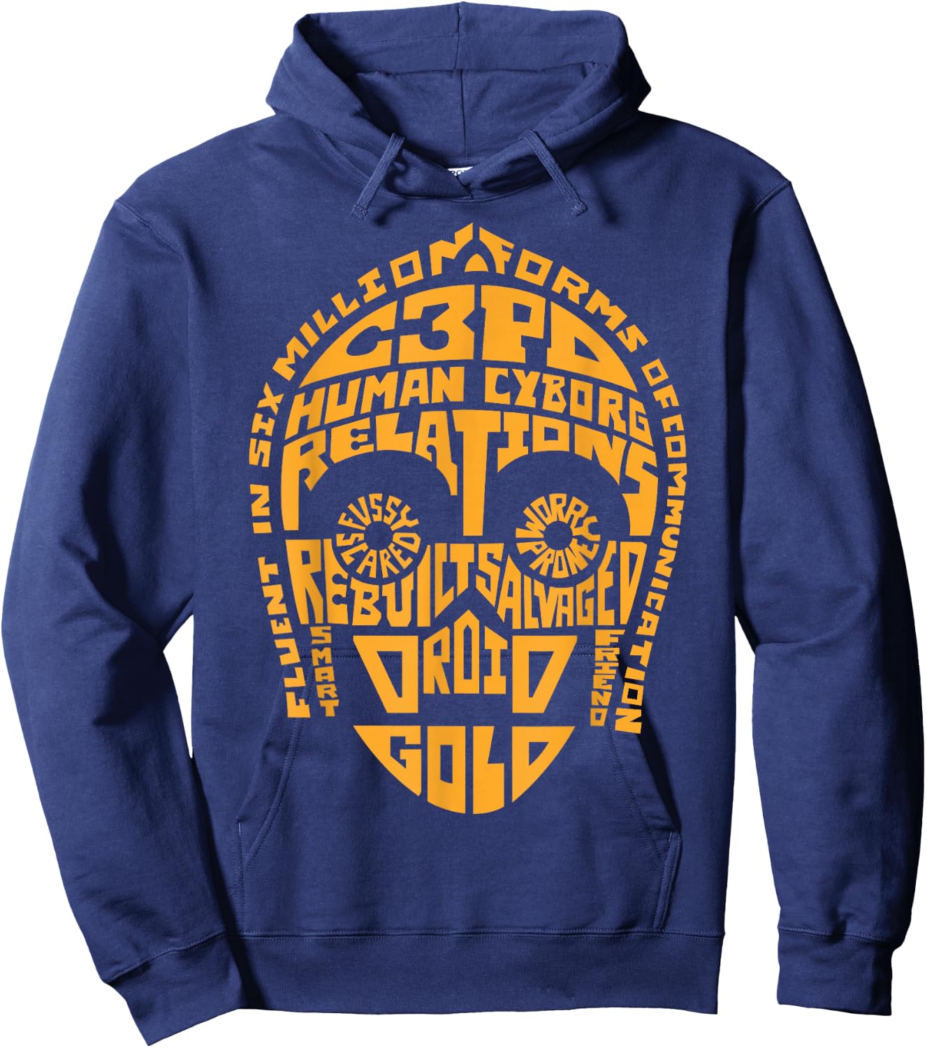 Star Wars C3PO Human Cyborg Word Relations Hoodie - Hoodie | Navy