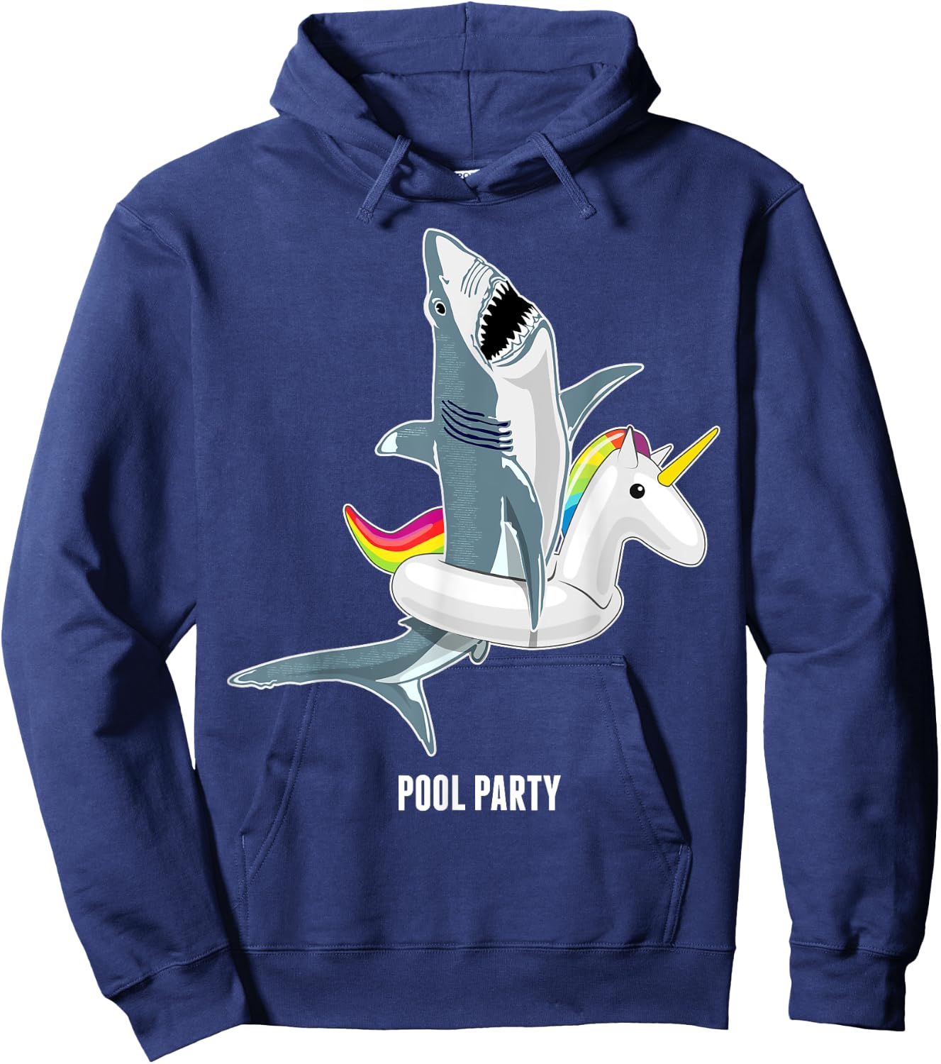 Pool Party Unicorn Float Funny Shark Lover Gift Kids Hoodie - Hoodie | Navy
