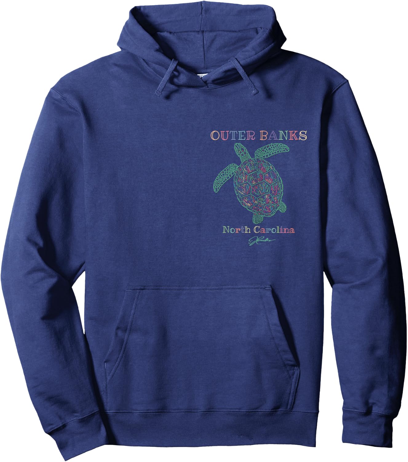 JCombs: Outer Banks, NC, Sea Turtle (2-Sided) Hoodie - Hoodie | Navy