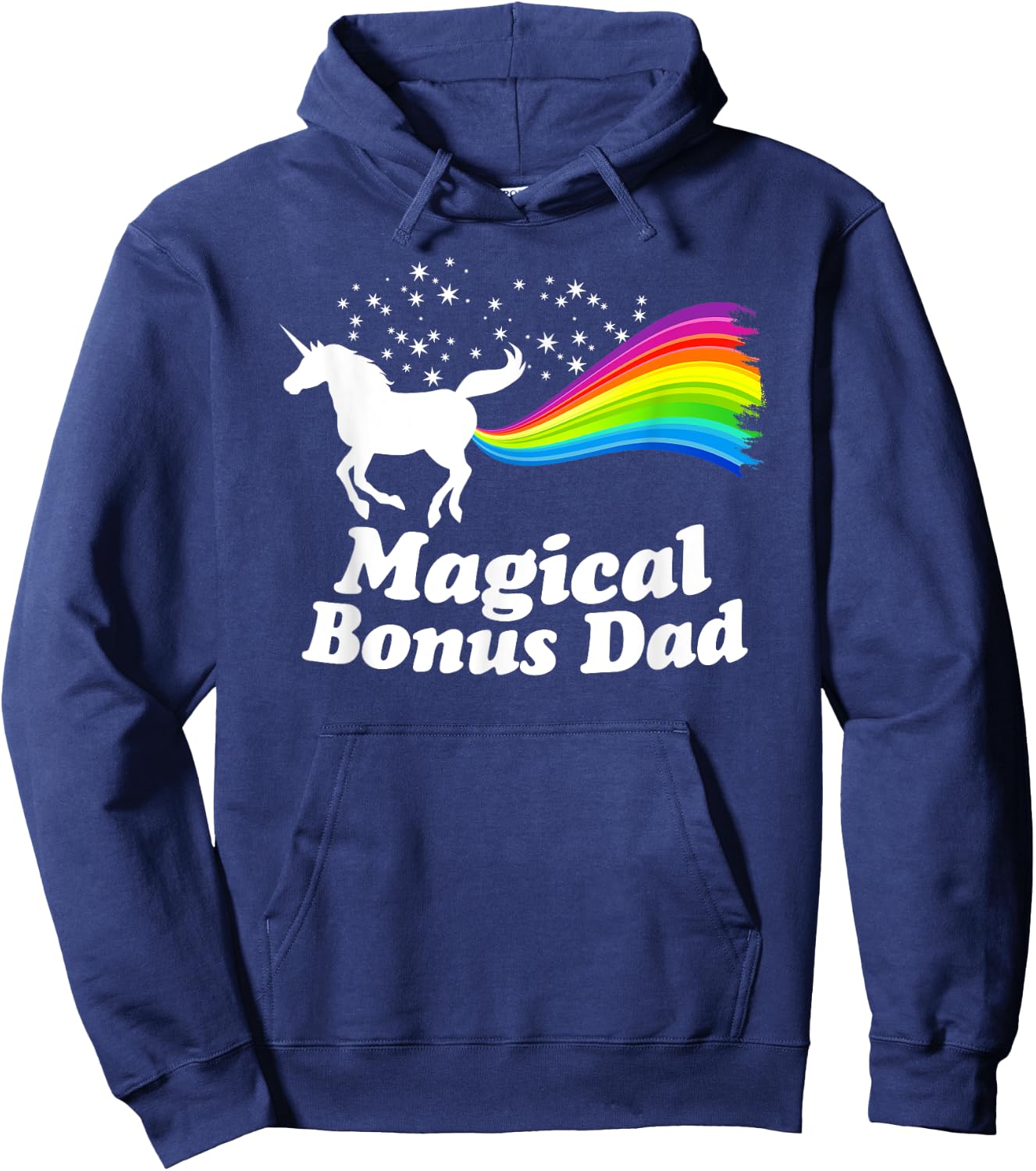 Magical Bonus Dad Unicorn Farting Rainbow T Shirt -Funny Hoodie - Hoodie | Navy