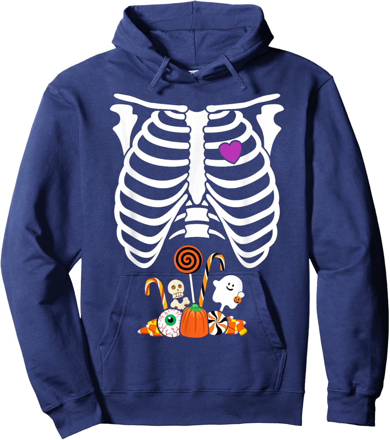 Halloween Candy Skeleton Rib Cage X-Ray Funny Hoodie - Hoodie | Navy