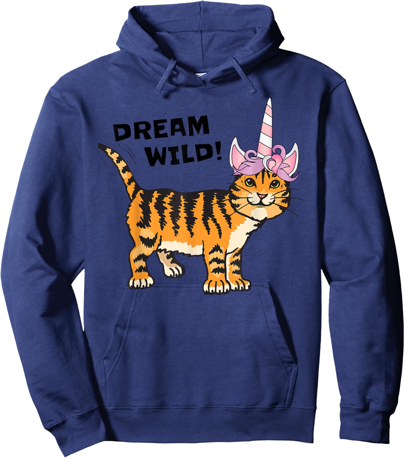 Dream Wild Cat Unicorn Tiger Lover , Caticorn Men Women Girls Kids Hoodie - Hoodie | Navy