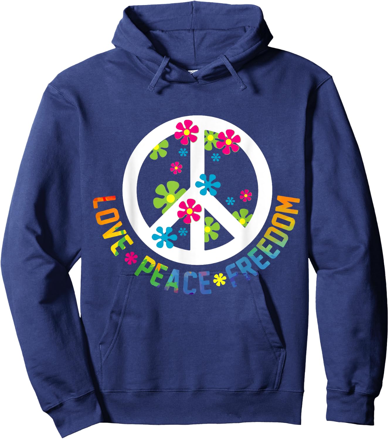 Peace Love Hippie Costume Tie Die 60s 70s Yoga Outfit Gift Hoodie - Hoodie | Navy