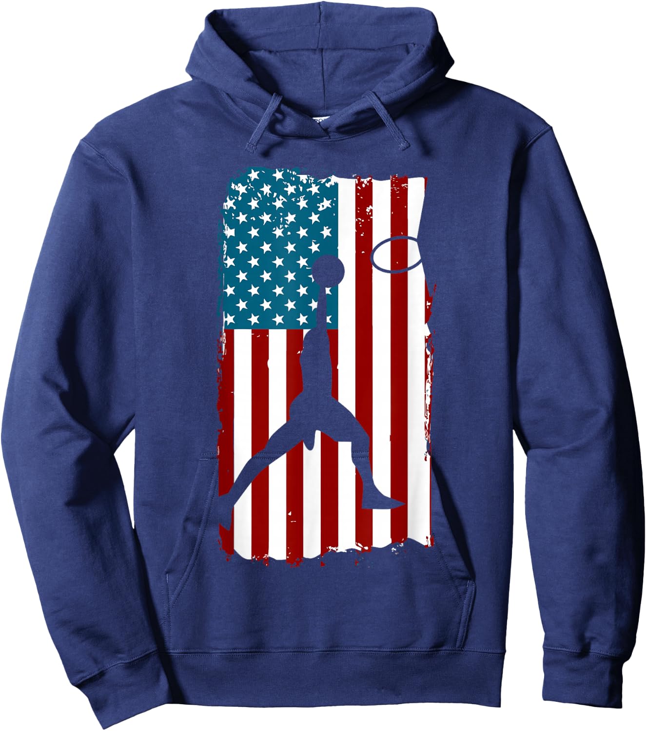 US American Flag Basketball Patriotic Athlete Print For Boys Hoodie - Hoodie | Navy