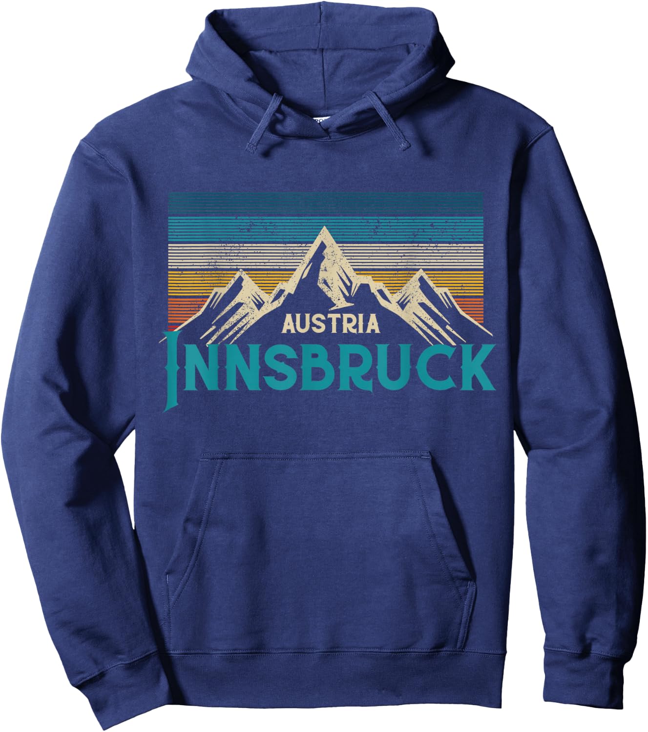 Innsbruck Austria Vintage Mountains Alps Ski Souvenir Hoodie - Hoodie | Navy