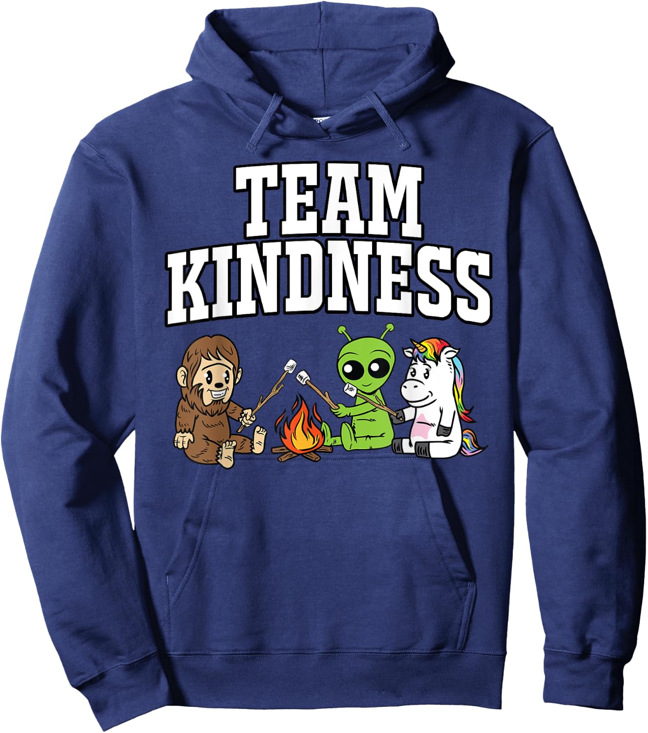 Team Kindness Sasquatch Alien Unicorn Teacher Shirt Gift Men Women Kids Hoodie - Hoodie | Navy