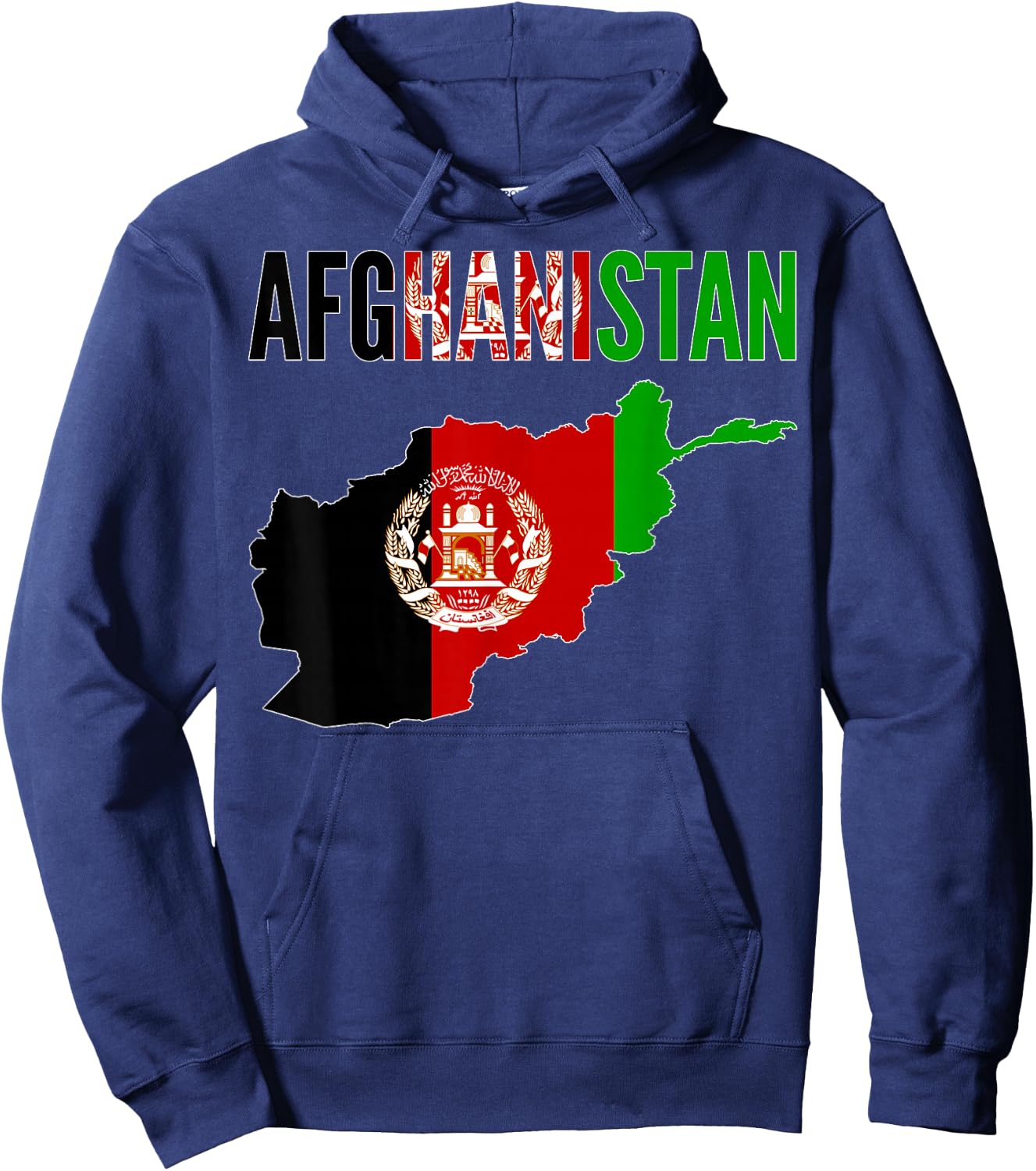 Afghan - Afghanistan Country Map Flag Hoodie - Hoodie | Navy
