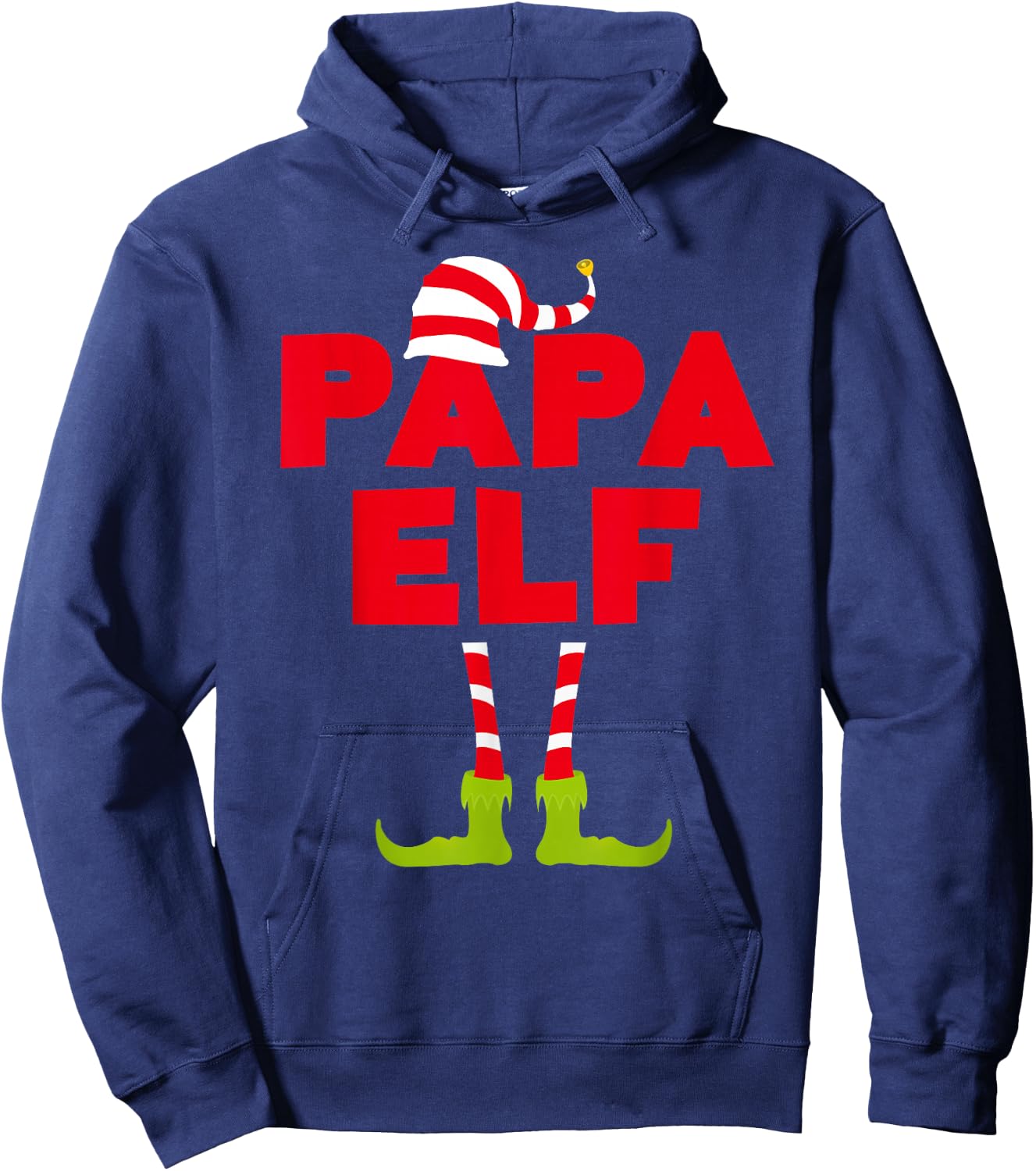 Papa Elf Shirt Men Matching Elf Papa Christmas Pajamas Hoodie - Hoodie | Navy