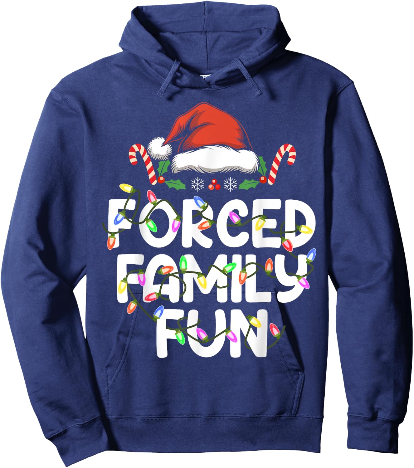 Forced Family Fun Christmas Pajamas Funny Hoodie - Hoodie | Navy